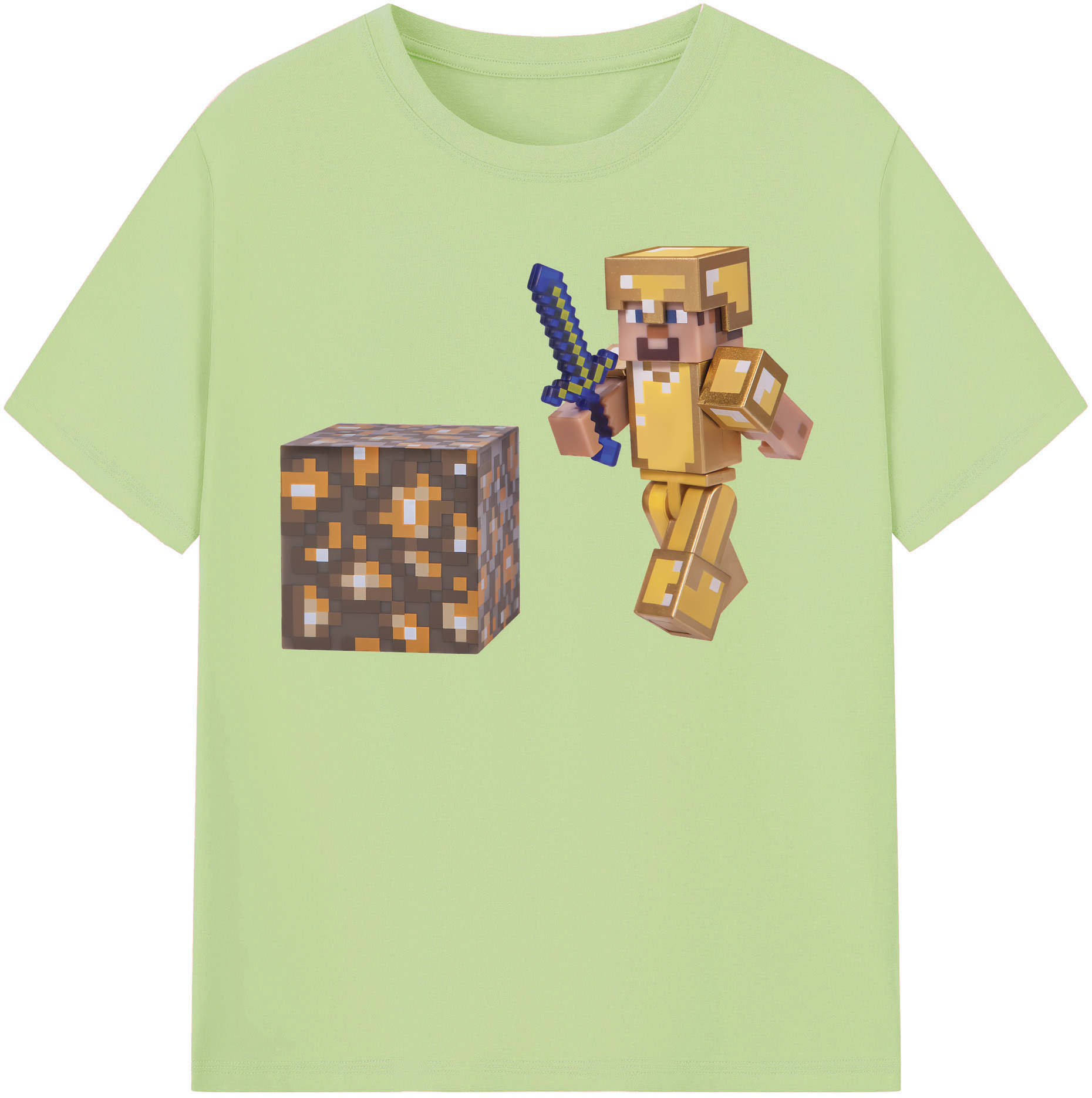 （画像用） マインクラフト ブロックの世界 Minecraft MC Block world 綿100％半袖Tシャツ（フロントプリント）